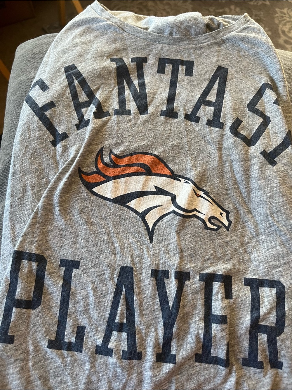 Victoria's Secret Gray Tee with Navy and Orange Graphic